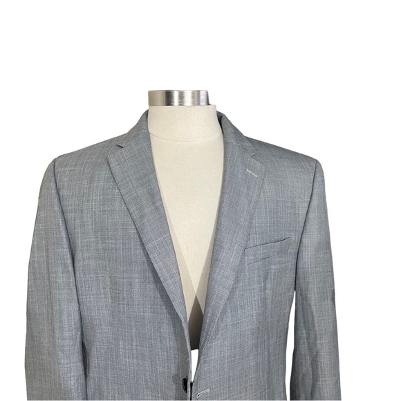 Ralph Lauren Chaps Men Grey Crosshatch Pattern Suit Jacket Sz 44R Sports Coat - Picture 2 of 13